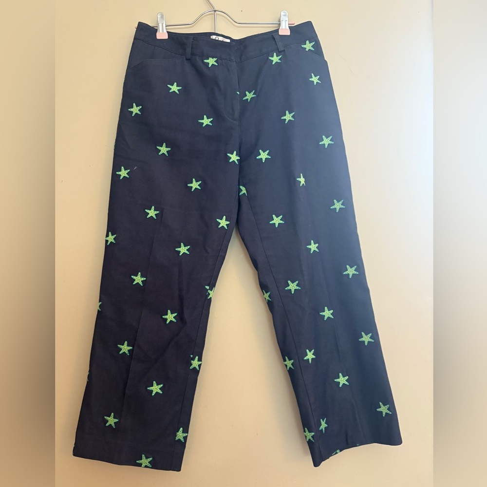 Lilly Pulitzer Blue Pants with Green Star Pattern💚💙